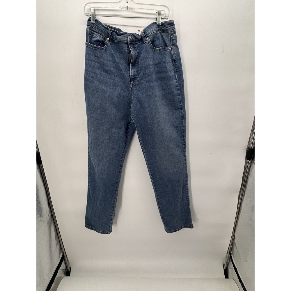 Gloria Vanderbilt Jeans Women's 14 Long Amanda Stretch Denim Straight Leg Blue